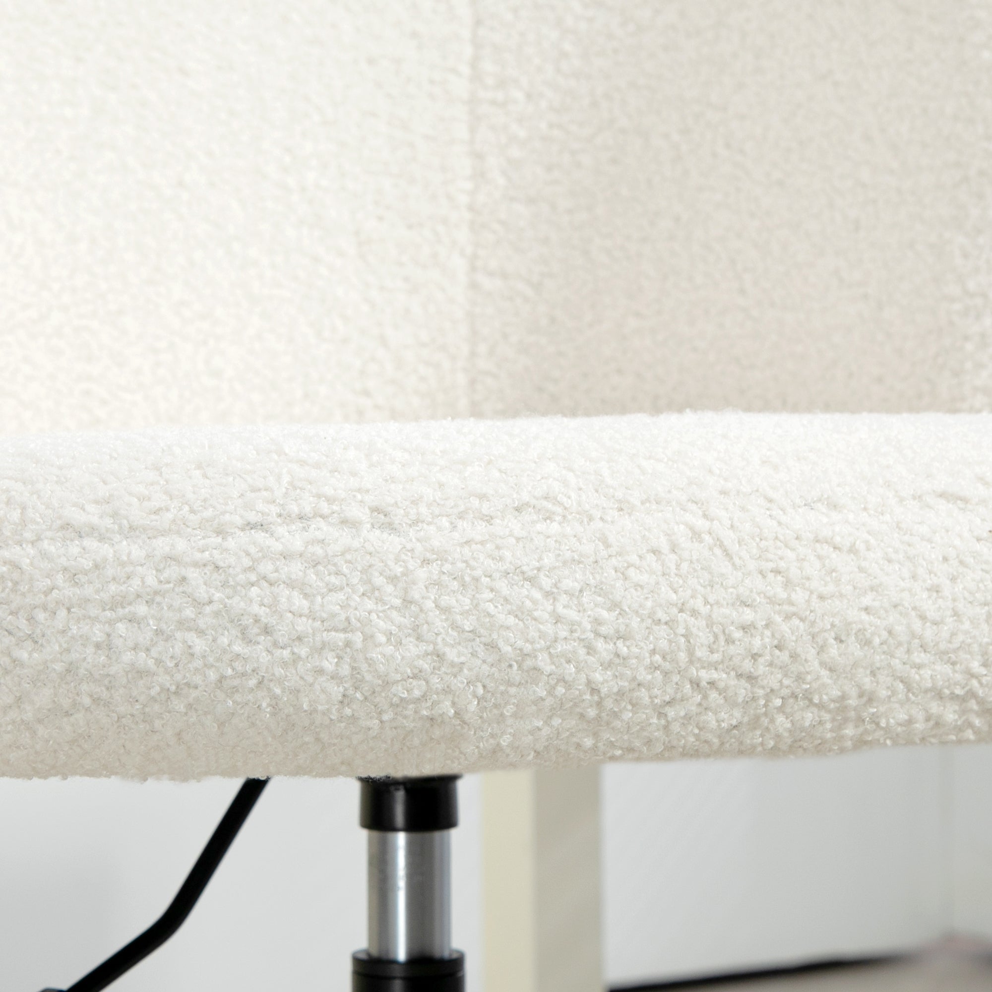 Ergonomic Office Chair, Desk Chair, Swivel Chair, Adjustable Height, 120 kg Capacity, Fabric Bouclé Upholstery for Living Room, Bedroom, Office, White