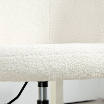 Ergonomic Office Chair, Desk Chair, Swivel Chair, Adjustable Height, 120 kg Capacity, Fabric Bouclé Upholstery for Living Room, Bedroom, Office, White