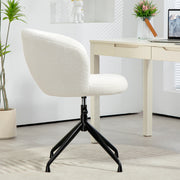 Ergonomic Office Chair, Desk Chair, Swivel Chair, Adjustable Height, 120 kg Capacity, Fabric Bouclé Upholstery for Living Room, Bedroom, Office, White