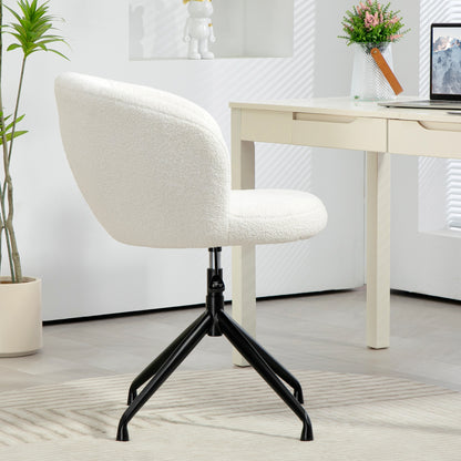 Ergonomic Office Chair, Desk Chair, Swivel Chair, Adjustable Height, 120 kg Capacity, Fabric Bouclé Upholstery for Living Room, Bedroom, Office, White