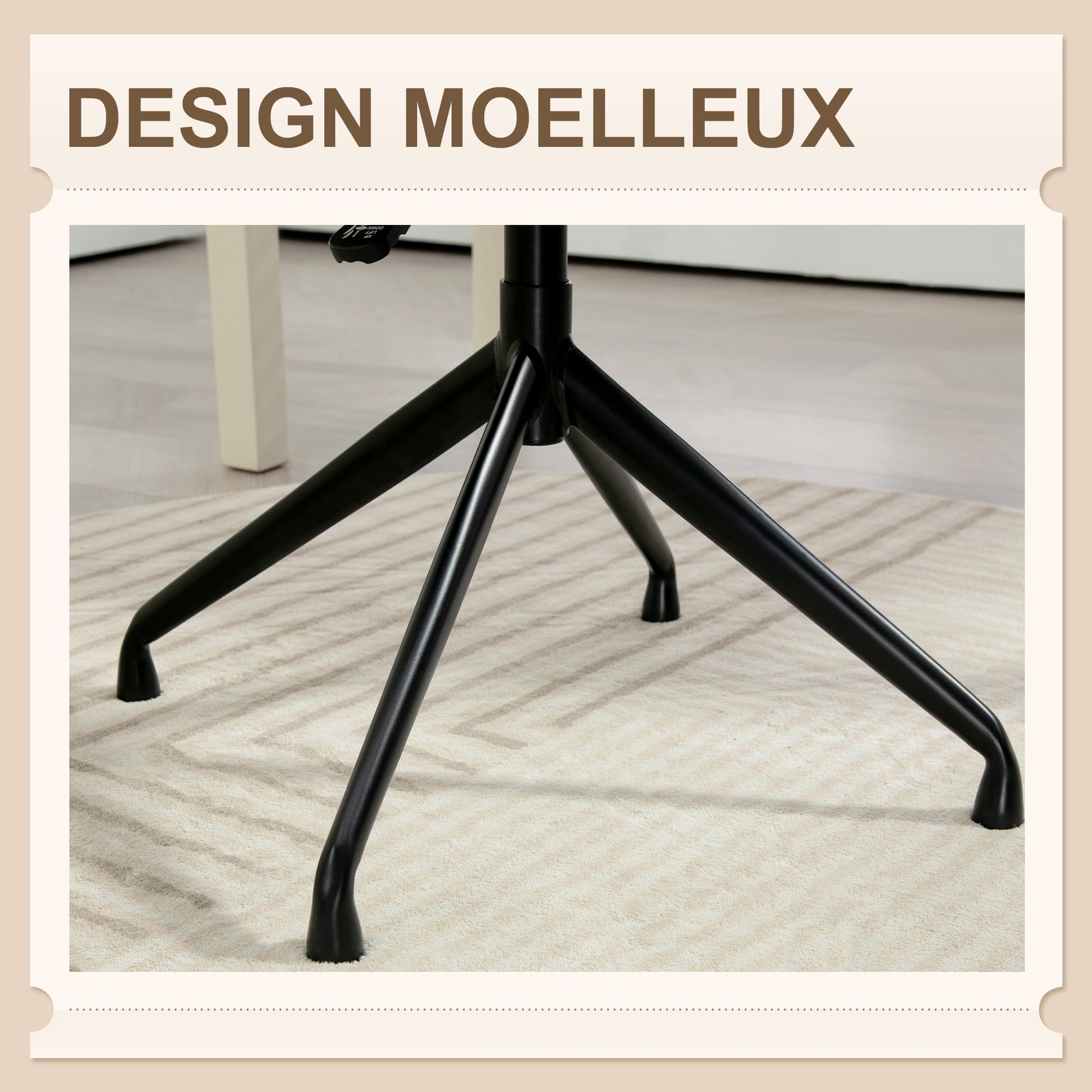 Ergonomic Office Chair, Desk Chair, Swivel Chair, Adjustable Height, 120 kg Capacity, Fabric Bouclé Upholstery for Living Room, Bedroom, Office, White