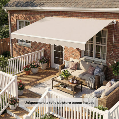 Replacement Awning Fabric with Valance, Water-Repellent High-Density 280 g/m² Polyester, UPF 50+, Fits 3.5 x 2.5 m (11.5 x 8.2 ft) – Cream
