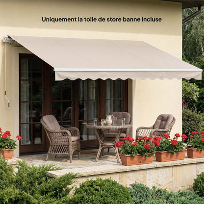 Replacement Awning Fabric with Valance, Water-Repellent High-Density 280 g/m² Polyester, UPF 50+, Fits 3.5 x 2.5 m (11.5 x 8.2 ft) – Cream