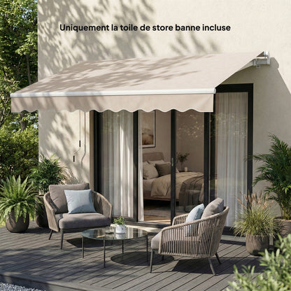 Replacement Awning Fabric with Valance, Water-Repellent High-Density 280 g/m² Polyester, UPF 50+, Fits 3.5 x 2.5 m (11.5 x 8.2 ft) – Cream