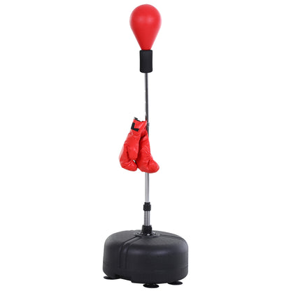 Punching Ball with Stand, Height Adjustable 136-154 cm Boxing Bag, Standing Boxing Ball with Boxing Gloves, for Teens and Adults, for Equipment, Stress Relief, Fitness, Red