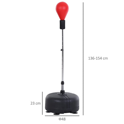 Punching Ball with Stand, Height Adjustable 136-154 cm Boxing Bag, Standing Boxing Ball with Boxing Gloves, for Teens and Adults, for Equipment, Stress Relief, Fitness, Red