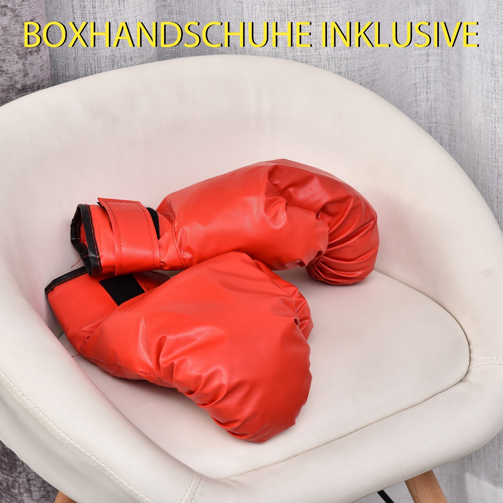 Punching Ball with Stand, Height Adjustable 136-154 cm Boxing Bag, Standing Boxing Ball with Boxing Gloves, for Teens and Adults, for Equipment, Stress Relief, Fitness, Red