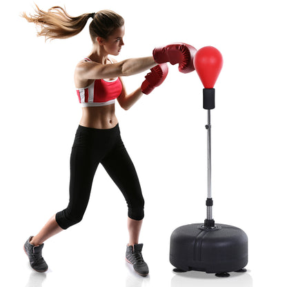 Punching Ball with Stand, Height Adjustable 136-154 cm Boxing Bag, Standing Boxing Ball with Boxing Gloves, for Teens and Adults, for Equipment, Stress Relief, Fitness, Red