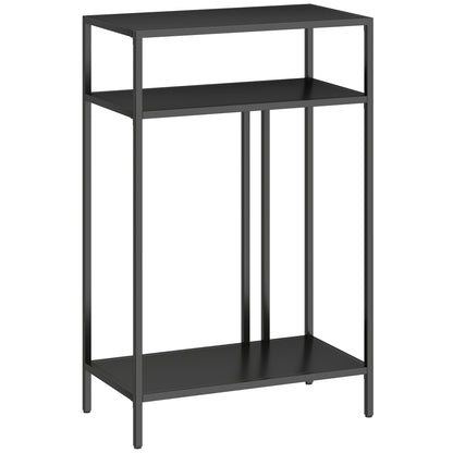 Narrow Console Table with 3 Tiers, Industrial Metal Side Table for Living Room & Hallway, 55 x 30 x 85 cm (21.7 x 11.8 x 33.5 in), Black