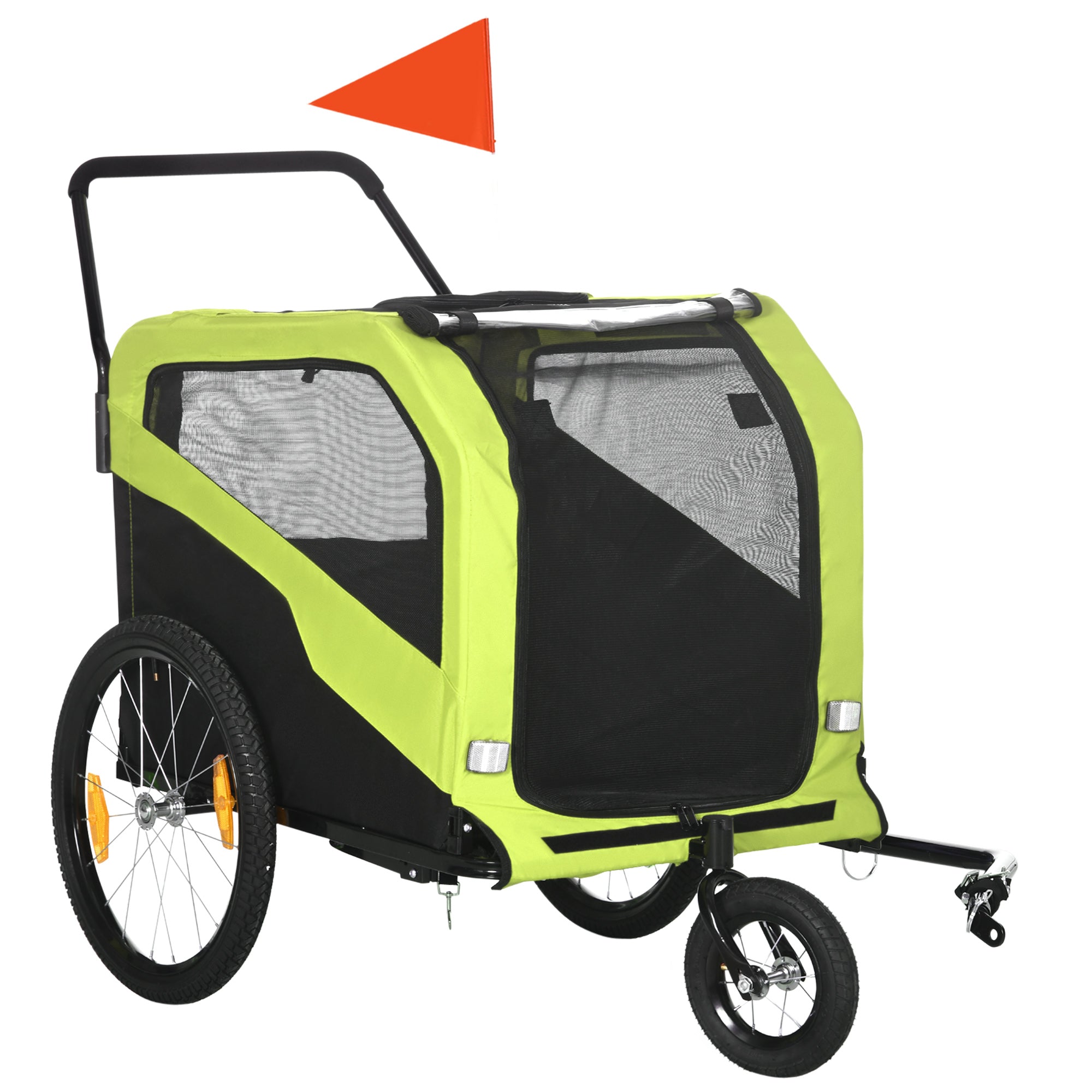 2-in-1 Dog Trailer, Bicycle Trailer for Dogs, Dog Wagon with Reflectors, Dog Buggy max. 30 kg, Dog Bike Trailer for Large Dogs, Oxford Fabric, Green
