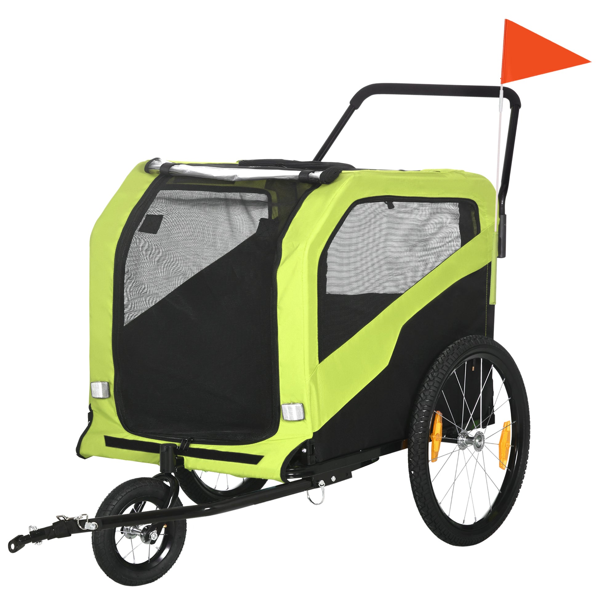 2-in-1 Dog Trailer, Bicycle Trailer for Dogs, Dog Wagon with Reflectors, Dog Buggy max. 30 kg, Dog Bike Trailer for Large Dogs, Oxford Fabric, Green