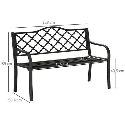2-Seater Garden Bench Park Bench made of Metal Bench up to 240 kg Bench Terrace Bench with Backrest & Armrests Garden Furniture Cast Iron Black 128 x 58.5 x 89 cm
