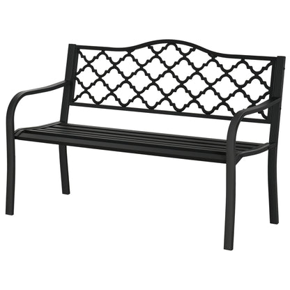 2-Seater Garden Bench Park Bench made of Metal Bench up to 240 kg Bench Terrace Bench with Backrest & Armrests Garden Furniture Cast Iron Black 128 x 58.5 x 89 cm