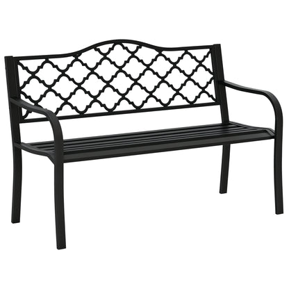 2-Seater Garden Bench Park Bench made of Metal Bench up to 240 kg Bench Terrace Bench with Backrest & Armrests Garden Furniture Cast Iron Black 128 x 58.5 x 89 cm