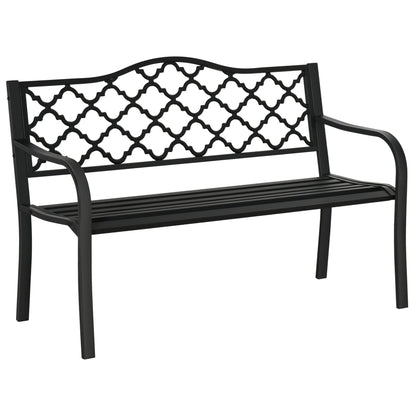 2-Seater Garden Bench Park Bench made of Metal Bench up to 240 kg Bench Terrace Bench with Backrest & Armrests Garden Furniture Cast Iron Black 128 x 58.5 x 89 cm
