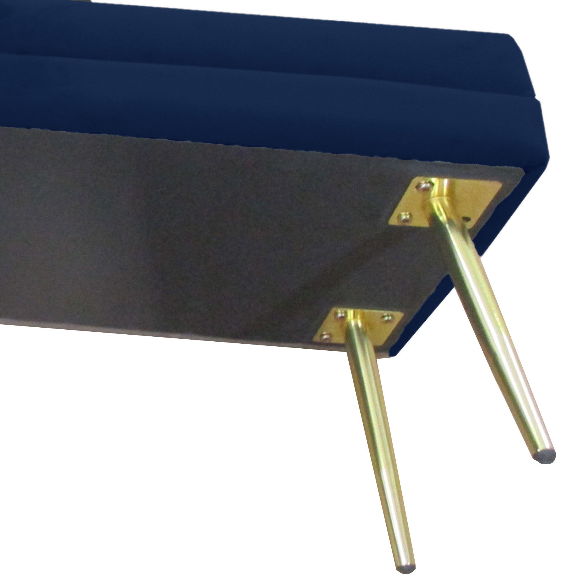 Storage Bench, Padded Bench with Storage Space, Velvet Look, Bed Bench with Steel Legs, Shoe Bench, Storage Bench for Living Room, Bedroom, Blue, 100 x 37.5 x 42 cm