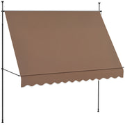 Retractable Manual Awning 3x1.2m Exterior Terrace Roll-up Awning Adjustable Height with Crank 210-300 cm No Drilling UV30+ Protection for Balcony Garden Brown