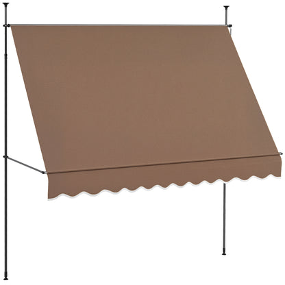 Retractable Manual Awning 3x1.2m Exterior Terrace Roll-up Awning Adjustable Height with Crank 210-300 cm No Drilling UV30+ Protection for Balcony Garden Brown
