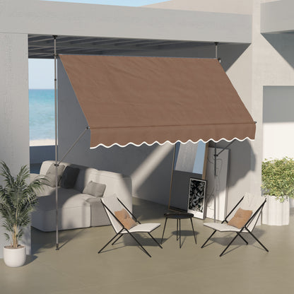 Retractable Manual Awning 3x1.2m Exterior Terrace Roll-up Awning Adjustable Height with Crank 210-300 cm No Drilling UV30+ Protection for Balcony Garden Brown