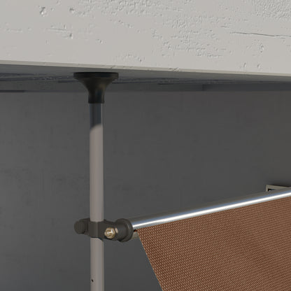 Retractable Manual Awning 3x1.2m Exterior Terrace Roll-up Awning Adjustable Height with Crank 210-300 cm No Drilling UV30+ Protection for Balcony Garden Brown