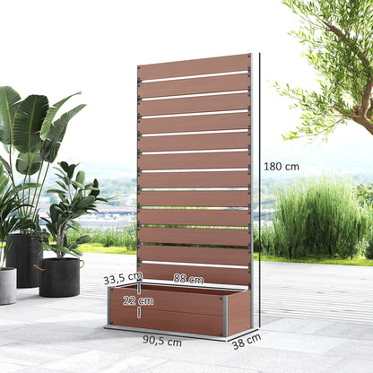 Planter Box with Trellis, Raised Garden Bed, Outdoor Planter for Climbing Plants, Rectangular Plant Pot for Balcony Terrace Patio, 90.5x38x180 cm, Brown