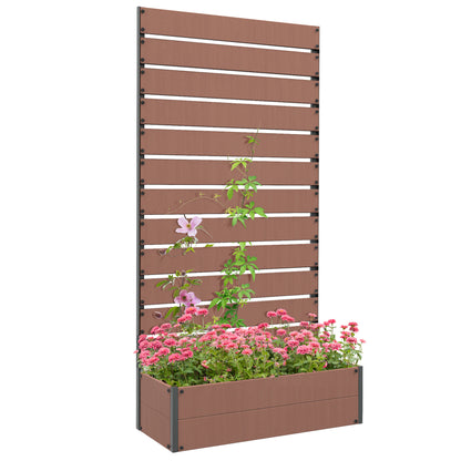 Planter Box with Trellis, Raised Garden Bed, Outdoor Planter for Climbing Plants, Rectangular Plant Pot for Balcony Terrace Patio, 90.5x38x180 cm, Brown
