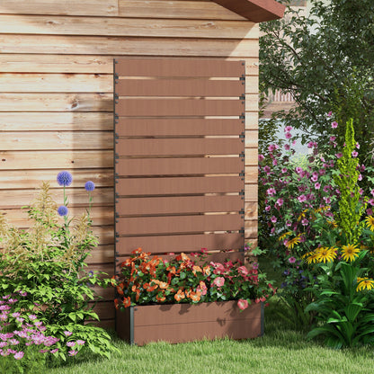Planter Box with Trellis, Raised Garden Bed, Outdoor Planter for Climbing Plants, Rectangular Plant Pot for Balcony Terrace Patio, 90.5x38x180 cm, Brown