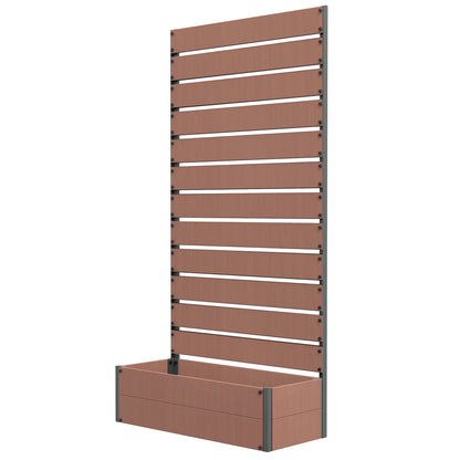 Planter Box with Trellis, Raised Garden Bed, Outdoor Planter for Climbing Plants, Rectangular Plant Pot for Balcony Terrace Patio, 90.5x38x180 cm, Brown