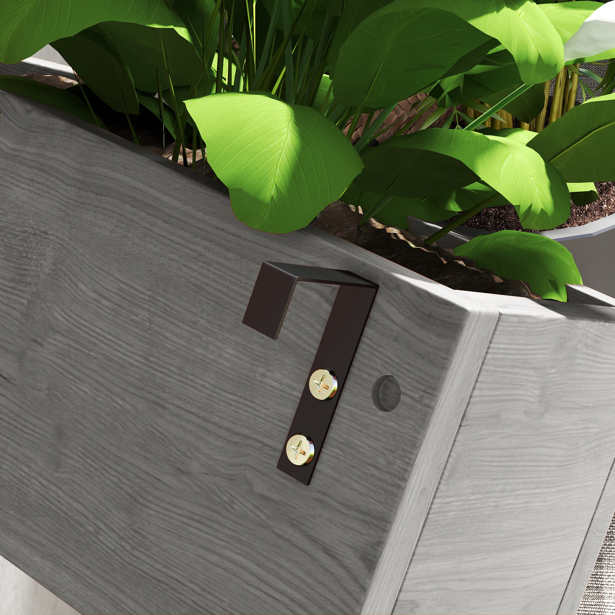 Wall-Mounted Vertical Planter — 3 Removable Fir Wood Boxes with Non-Woven Liners, 60 x 16 x 80 cm (Gray)