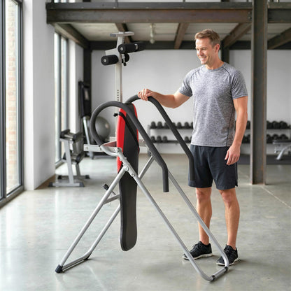 SPORTNOW Foldable Steel Inversion Table, 0–90° Adjustable, Adjustable Ankle Lock, Safety Strap, Non-Slip Feet, 265 lb (120 kg) Capacity