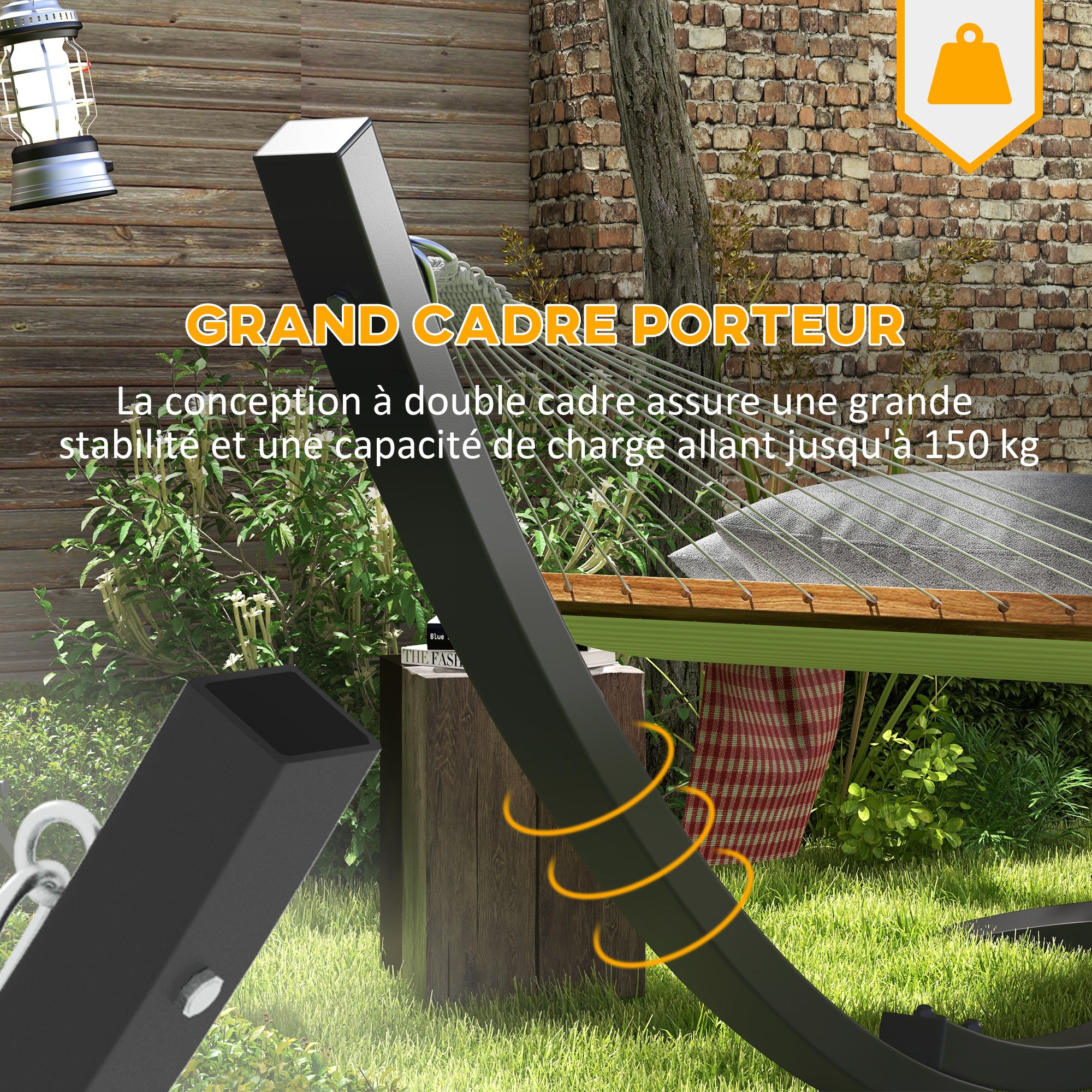 Hammock Stand Metal Frame Sturdy Support, 360 cm Length for Hammocks 270 to 330 cm, Gray
