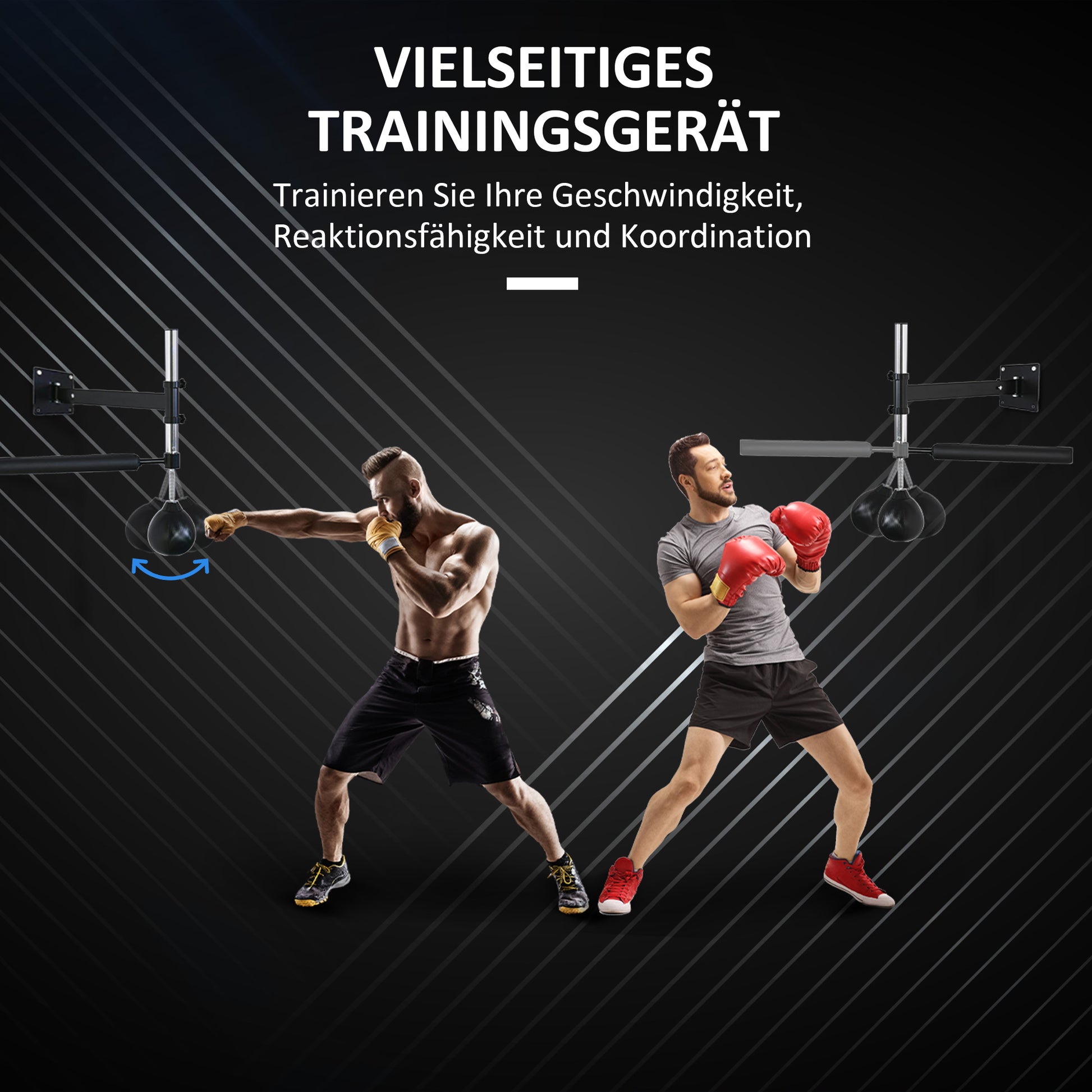 Box Frame Boxing Training Wall Mount Foldable with Rotating Reflex Bar Speedball Height Adjustable for Teens and Adults