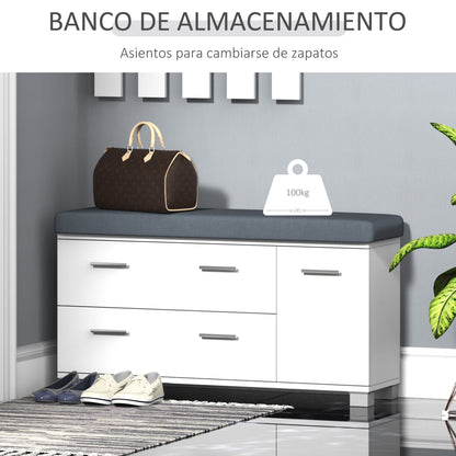 Entryway Set with Mirror Coat Rack and Shoe Cabinet Entryway Furniture with 3 Hooks Shelf and 2 Drawers for Hallway White