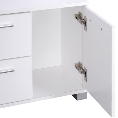 Entryway Set with Mirror Coat Rack and Shoe Cabinet Entryway Furniture with 3 Hooks Shelf and 2 Drawers for Hallway White