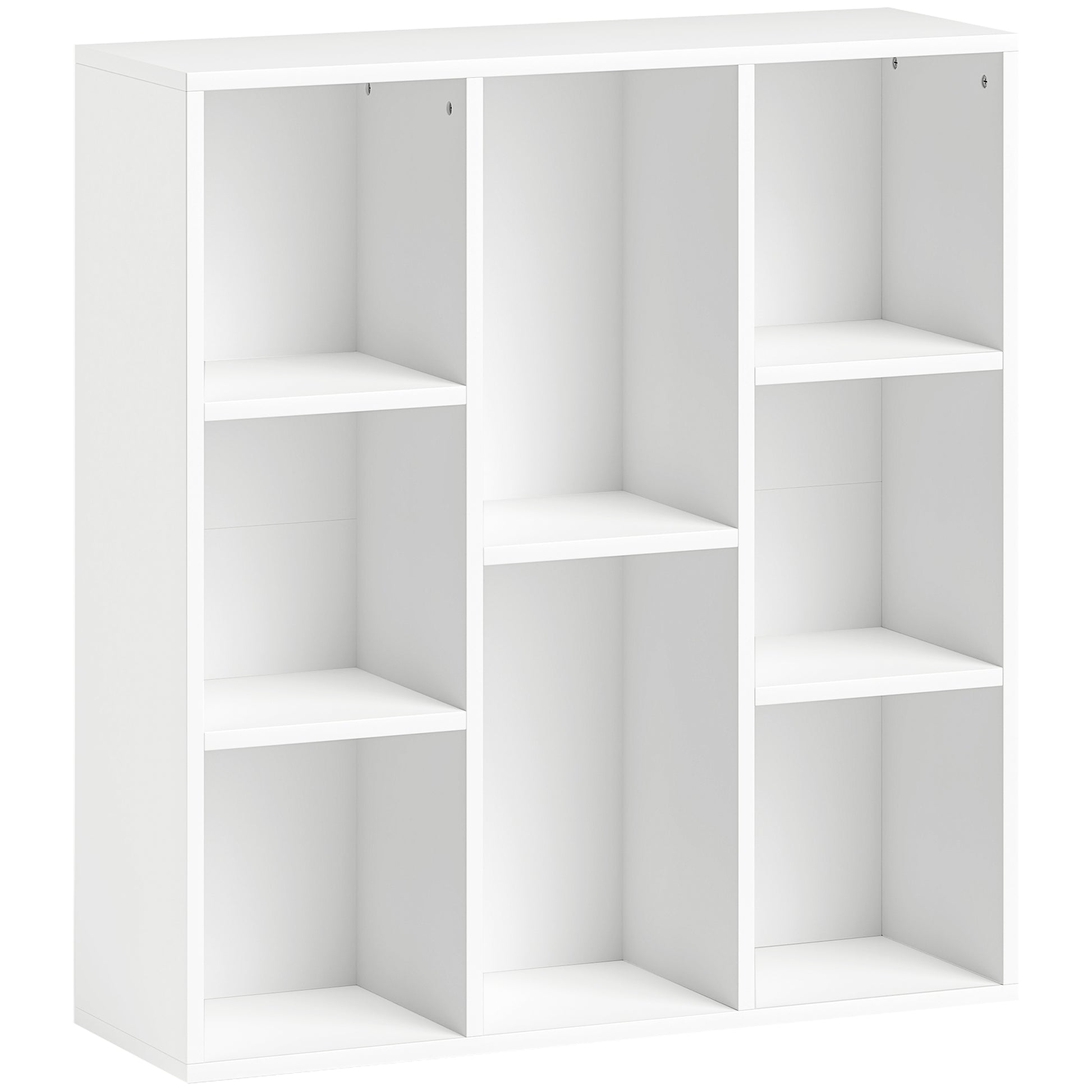 3-Tier Bookshelf with 8 Compartments Vertical or Horizontal Design for Living Room Office Bedroom 74.3x24x80 cm White