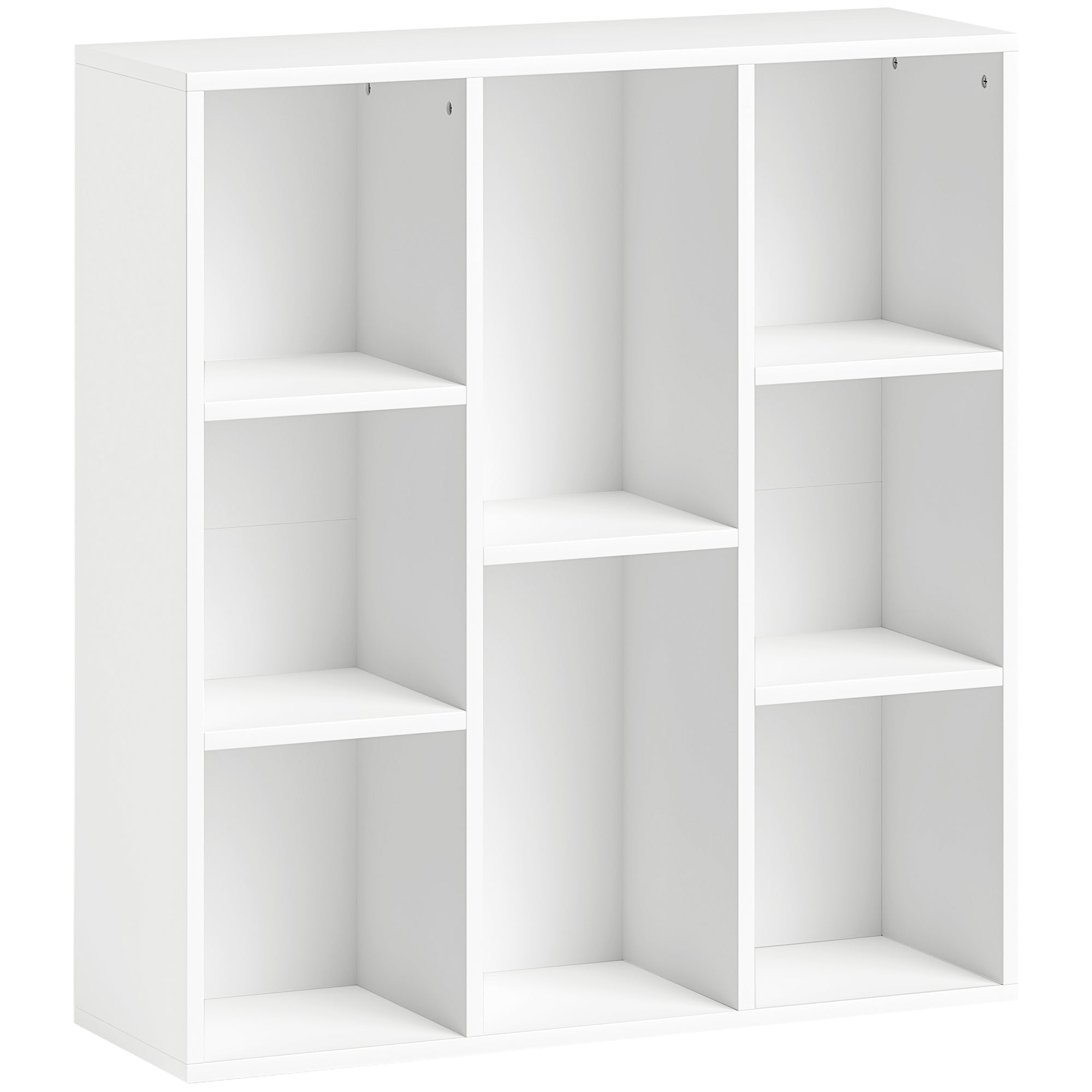 3-Tier Bookshelf with 8 Compartments Vertical or Horizontal Design for Living Room Office Bedroom 74.3x24x80 cm White