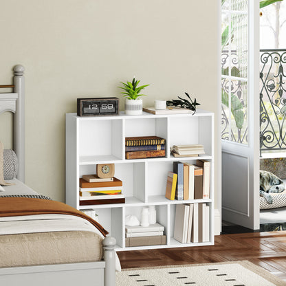 3-Tier Bookshelf with 8 Compartments Vertical or Horizontal Design for Living Room Office Bedroom 74.3x24x80 cm White