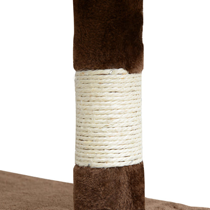 Plush and Sisal Cat Scratching Post Tree with Beds and Hanging Ball 50x50x134.5cm Coffee and Cream