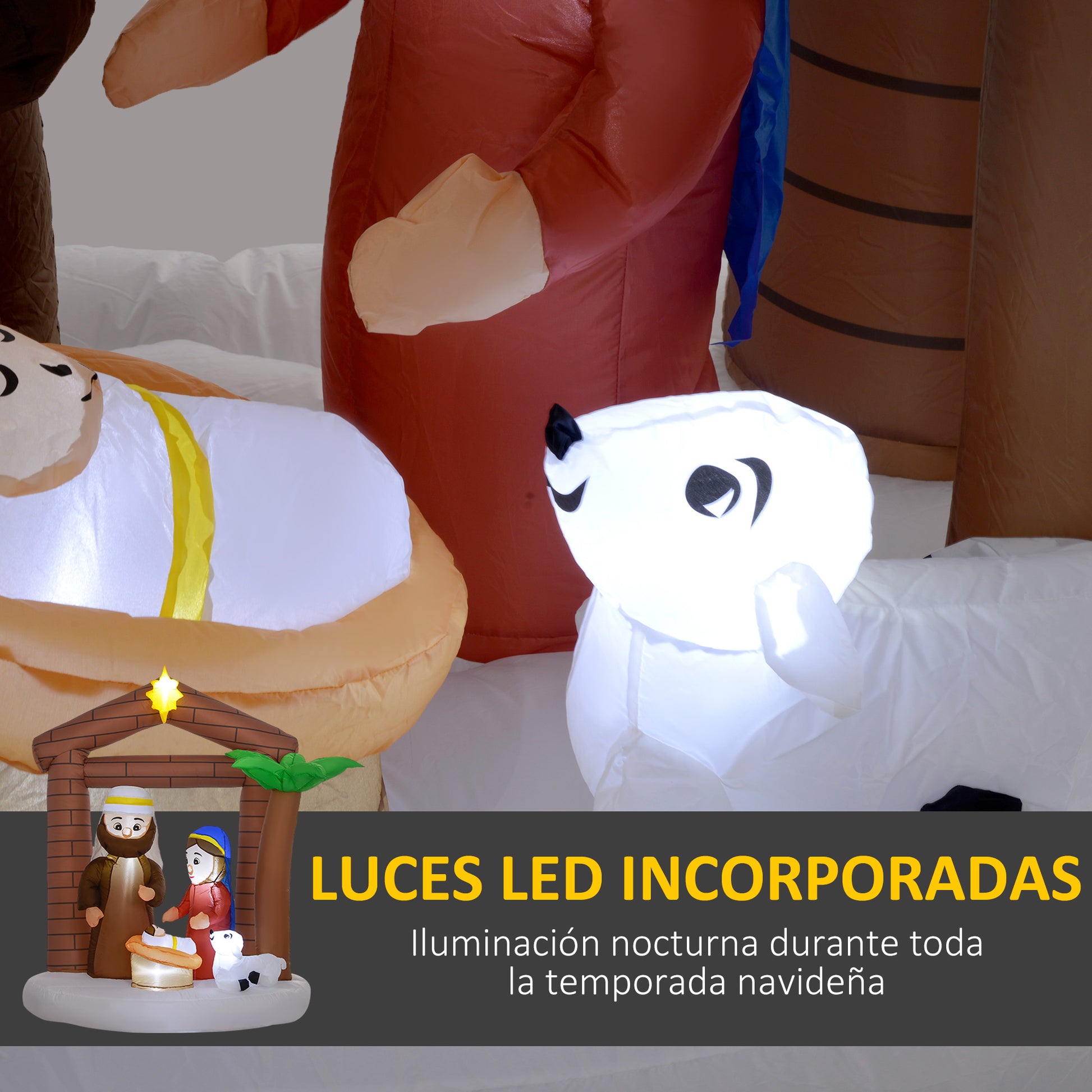 Inflatable Christmas Nativity Scene Christmas Inflatable Decoration with LED Lights and Christmas Inflatable Inflator for Outdoor 150x90x185 cm Multicolor