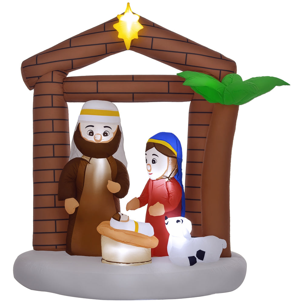 Outsunny Aufblasbare Weihnachtskrippe - Weihnachtsdeko mit LED-Lichtern und integriertem Gebläse für den Außenbereich 150x90x185 cm Multicolor