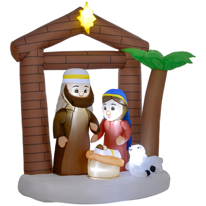 Inflatable Christmas Nativity Scene Christmas Inflatable Decoration with LED Lights and Christmas Inflatable Inflator for Outdoor 150x90x185 cm Multicolor
