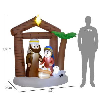 Inflatable Christmas Nativity Scene Christmas Inflatable Decoration with LED Lights and Christmas Inflatable Inflator for Outdoor 150x90x185 cm Multicolor