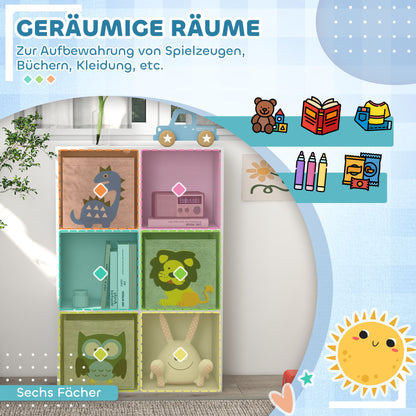 ZONEKIZ Children's Shelf Bookshelf with 3 Storage Boxes Kids Room Shelf Toy Shelf for Children's Room White+Grey 61.8 x 29.9 x 91.5 cm