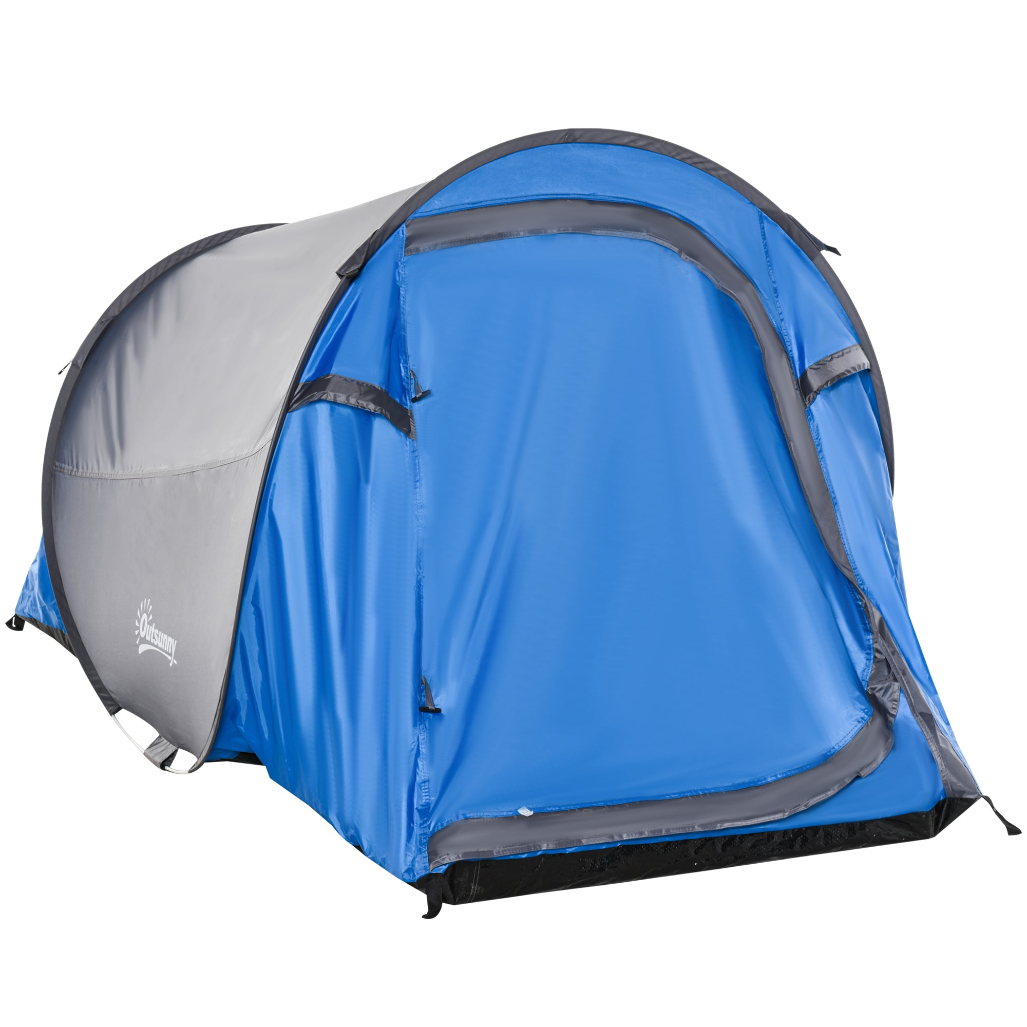 Instant Setup Pop-Up Tent - 2-Person Camping Tent - 1 Door + 2 Windows - Dim. 2.2L x 1.08W x 1.1H m - Fiberglass Polyester Blue Gray