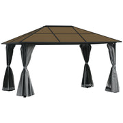 Pavilion 4 x 3m Garden Gazebo Party Tent with Side Panels, Netting, PC Roof Alu Dark Grey
