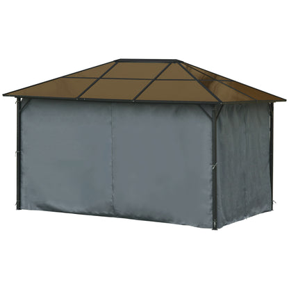 Pavilion 4 x 3m Garden Gazebo Party Tent with Side Panels, Netting, PC Roof Alu Dark Grey