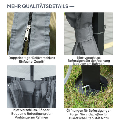 Pavilion 4 x 3m Garden Gazebo Party Tent with Side Panels, Netting, PC Roof Alu Dark Grey