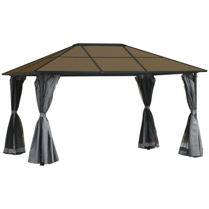 Pavilion 4 x 3m Garden Gazebo Party Tent with Side Panels, Netting, PC Roof Alu Dark Grey
