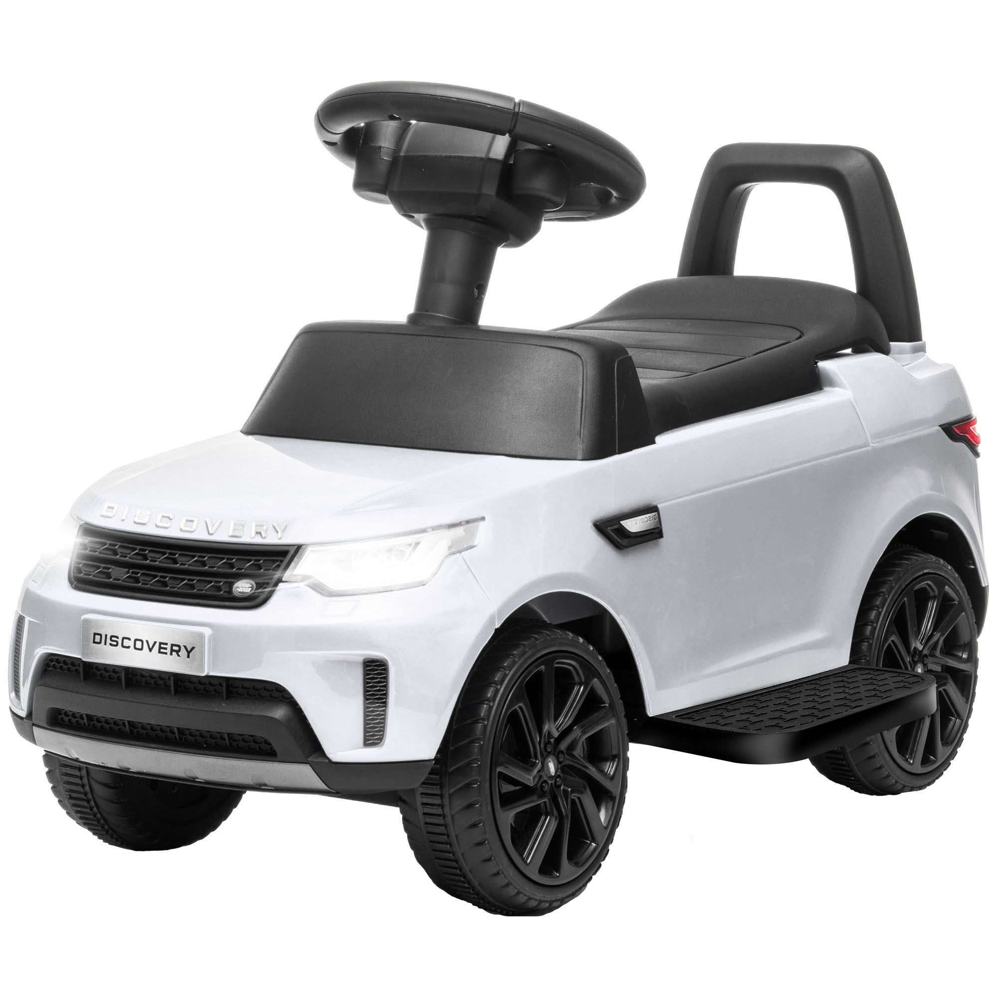 Land Rover Kids Electric Car 2 in 1 6V Children's Car with Sliding Mode, Music, Horn, Electric Vehicle, Slider Car, Push Car with Headlights, 3 km/h, for 1.5-5 Years Children, White