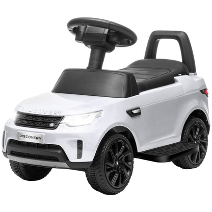 Land Rover Kids Electric Car 2 in 1 6V Children's Car with Sliding Mode, Music, Horn, Electric Vehicle, Slider Car, Push Car with Headlights, 3 km/h, for 1.5-5 Years Children, White